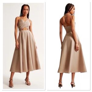 Abercrombie & Fitch Tan Midi Dress